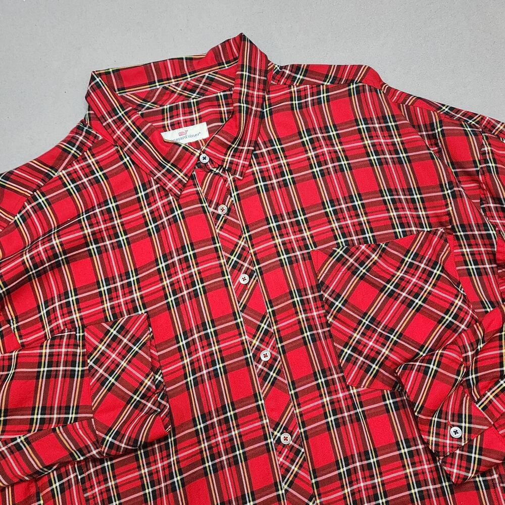 Vineyard Vines Shirt‎ Men Red Plaid Button Up Sz 2XL